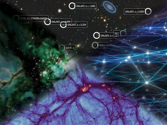 collage of illustrations of space and numbers