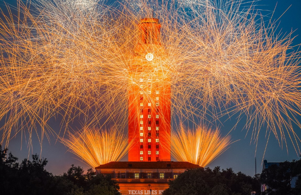 fireworks at ut tower for sec event
