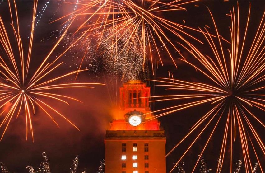 UT Tower with Fireworks