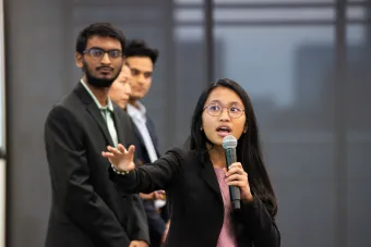 A group of students giving a presentation