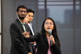A group of students giving a presentation